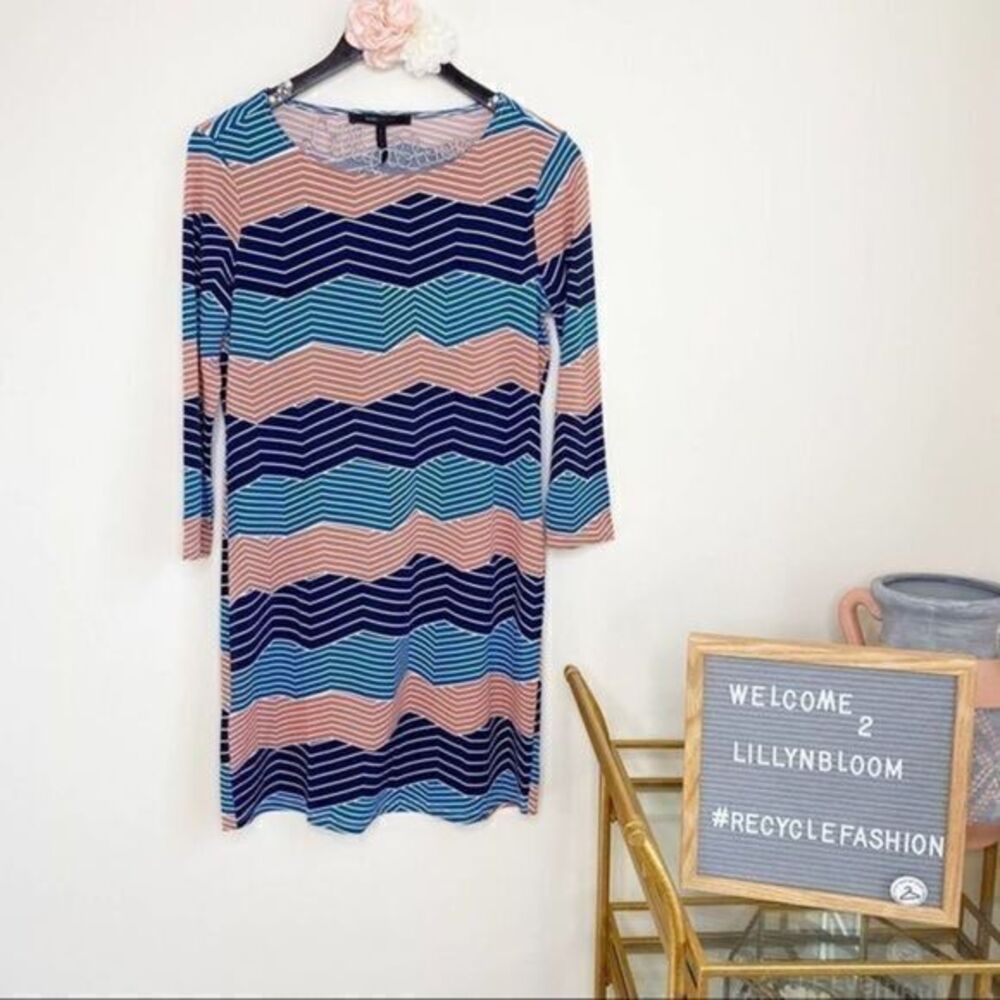 BCBGMaxazria Multi Digital Wave Shift Dress NWT SM